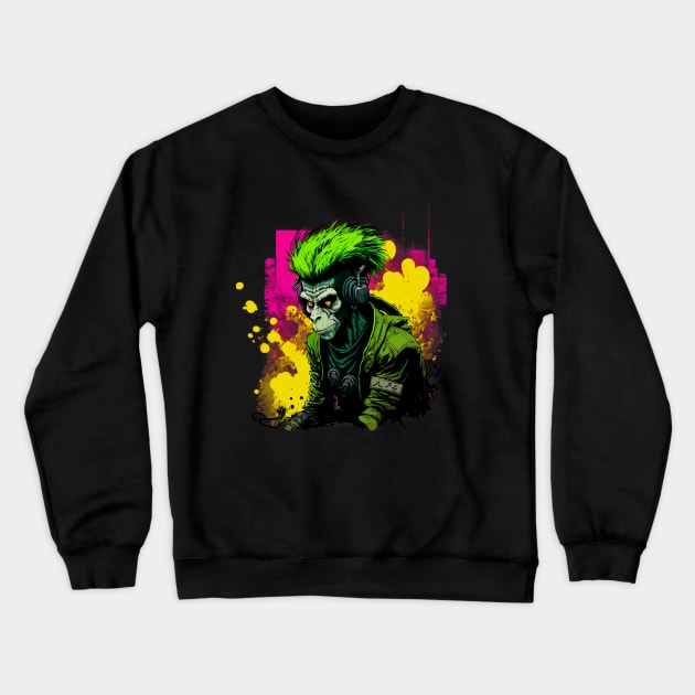 Neon Punk Monkey Crewneck Sweatshirt by T-signs
